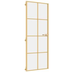 Greatstore Interiérové dveře úzké zlaté 76x201,5 cm tvrzené sklo a hliník
