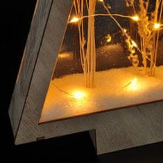 Solight LED dřevěná vánoční dekorace, zasněžené zimní květiny, 37cm, 2x AA