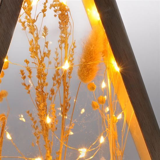 Levně Solight LED dřevěná vánoční dekorace, zasněžené zimní květiny, 37cm, 2x AA