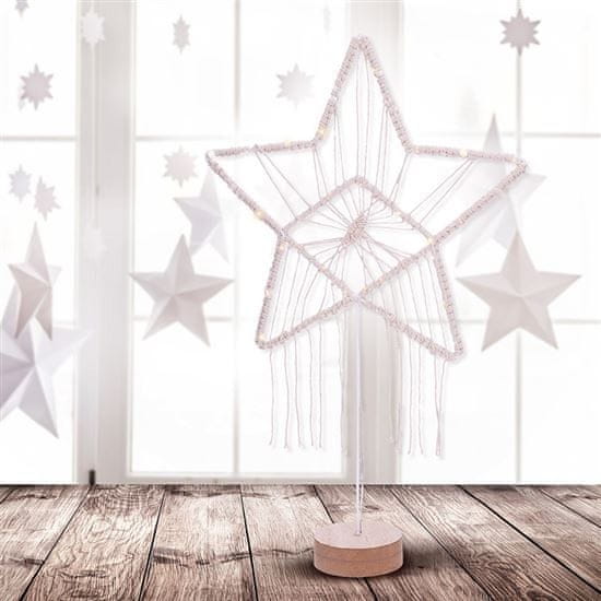Levně Solight LED vánoční hvězda stolní, pletená, 35x LED, 2x AAA