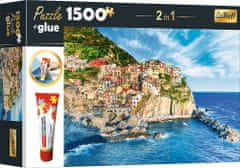 Trefl Sada 2v1 puzzle Manarola, Ligurie, Itálie 1500 dílků s lepidlem