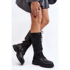 Šněrovací boty Glans Knee-high Black velikost 39