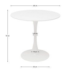 BPS-koupelny Jídelní stůl, kulatý, bílá matná, průměr 80 cm, REVENTON