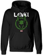 CurePink Pánská mikina Marvel|Loki série 2: Distressed Logo (L) černá bavlna