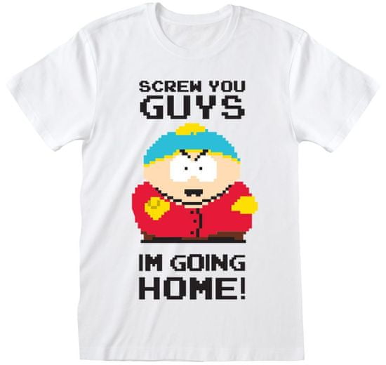 CurePink Pánské tričko South Park: Jděte do háje kluci (S) bílá bavlna