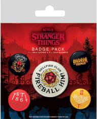 CurePink Placka odznak set 5 kusů Netflix|Stranger Things: Klub Hellfire (průměr 25|38 mm)