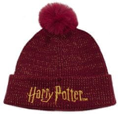 CurePink Úpletová zimní čepice Harry Potter: Zlatý nápis (univerzální)