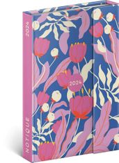 Presco Publishing Týdenní magnetický diář Tulipány 2024, 11 × 16 cm