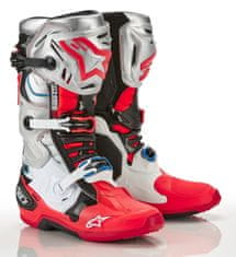 Alpinestars boty TECH 10 limitovaná edice VISION, (černá/bílá/stříbrná/červená fluo/modrá, vel. 47)