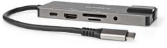 Nedis Multiportový adaptér USB-C, 3xUSB-A, 2xUSB-C, HDMI, RJ45, SD & MicroSD, 3.5mm jack