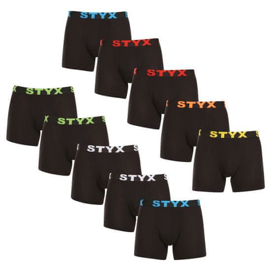 Styx 10PACK pánské boxerky long sportovní guma černé (10U9601)