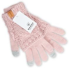 NANDY Dámské dvouvrstvé zimní rukavice a palčáky s poníkem - světle růžová