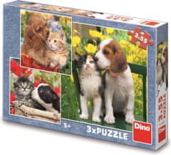 Dino Puzzle Zvířecí kamarádi 3x55 dílků