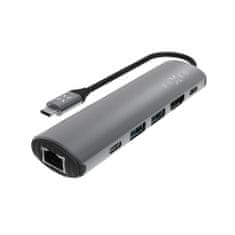 FIXED 6-portový hliníkový USB-C FIXED HUB Pro, pro notebooky a tablety, šedý (FIXHU-P-GR)