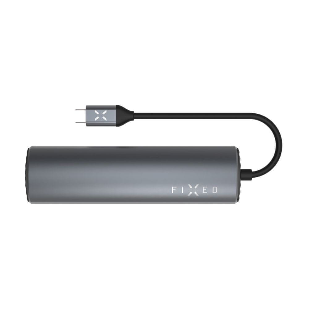 Levně FIXED 6-portový hliníkový USB-C FIXED HUB Pro, pro notebooky a tablety, šedý (FIXHU-P-GR)