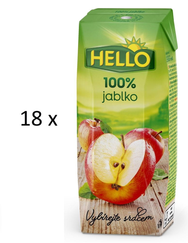 Levně Hello 100% jablečná šťáva 18 x 250 ml