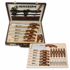 Herzberg HG-K25LB: 25dílná sada nožů a příborů s připojovacím pouzdrem