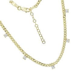 LS Pozlacený stříbrný náhrdelník se sedmi bílými zirkony