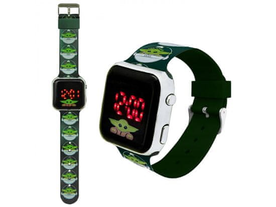 sarcia.eu Baby Yoda, Star Wars tmavě zelené dětské hodinky, digitální náramkové hodinky