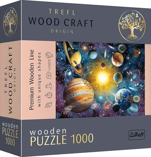 Trefl Wood Craft Origin puzzle Cesta sluneční soustavou 1000 dílků