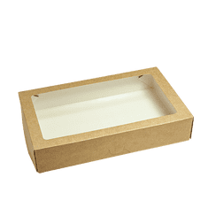 EcoRevolution Papírový box EKO na jídlo 200x120x40 mm hnědý s okénkem 1000 ml ba1/25 ks Balení: 25