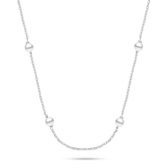 Brilio Silver Jemný stříbrný náhrdelník s Majorica perlami NCL141W