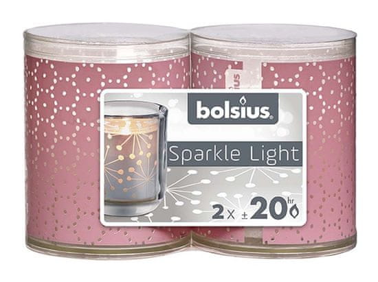 Bolsius Sparkle Light 2 ks 52x65mm Lace růžová svíčka