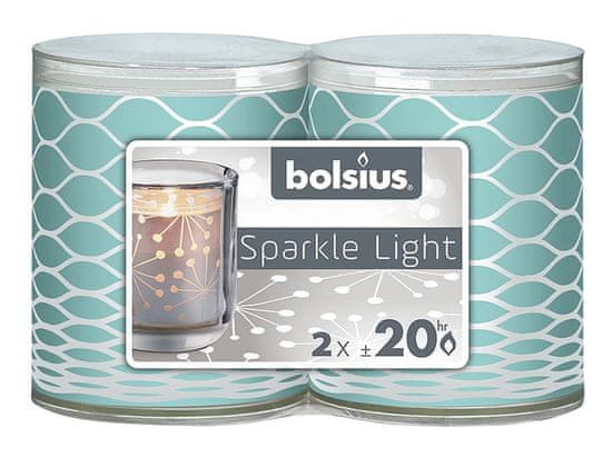 Bolsius Sparkle Light 2 ks 52x65mm Net tyrkysová svíčka