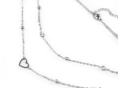 Kraftika 1ks latina náhrdelník z nerezové oceli dvojitý srdce s