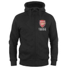 FotbalFans Mikina Arsenal FC, černá, kapuce, zip | S