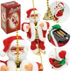 HOME & MARKER® Vánoční dekorace Santa na laně, hudební Santa na svítícím laně 25cm | SANTACLIMB