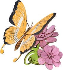 Woodcraft Dřevěné 3D puzzle Motýl na květech barevné