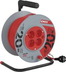 Emos Prodlužovací kabel na bubnu 20 m / 4 zásuvky / červený / PVC / 230 V / 1 mm2