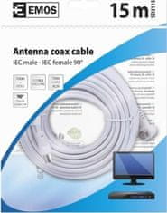 Emos Anténní koaxiální kabel stíněný 15m - úhlová vidlice