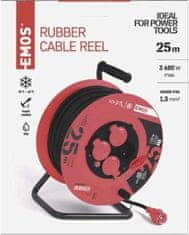 Emos Venkovní prodlužovací kabel na bubnu 25 m / 4 zásuvky / černý / guma / 230 V / 1,5 mm2