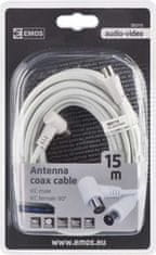 Emos Anténní koaxiální kabel stíněný 15m - úhlová vidlice