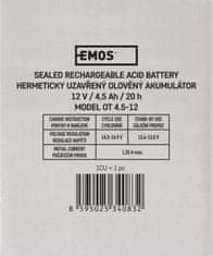 Emos Bezúdržbový olověný akumulátor 12 V/4,5 Ah, faston 4,7 mm