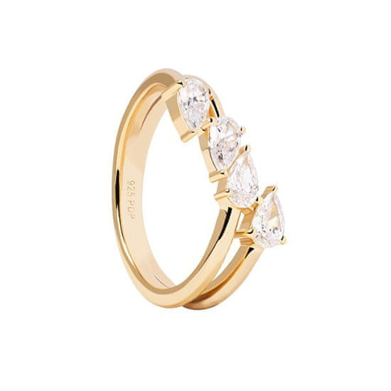 PDPAOLA Blyštivý pozlacený prsten se zirkony Terra Essentials AN01-861