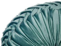 Beliani Kulatý sametový polštář 40 cm modrozelený UDALA