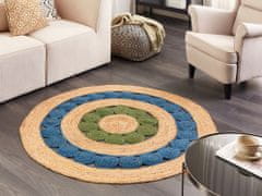 Beliani Kulatý jutový koberec 140 cm modrý/zelený HOVIT