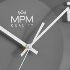 MPM QUALITY Nástěnné designové plastové hodiny MPM Ageless, šedá/bílá