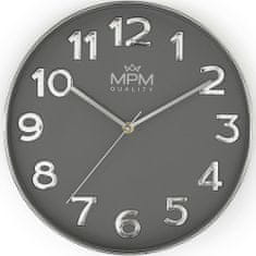 MPM QUALITY Nástěnné designové plastové hodiny MPM Simplicity II, šedá