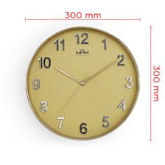 MPM QUALITY Nástěnné designové plastové hodiny zlaté MPM Golden Simplicity, zlatá