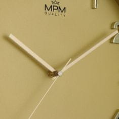 MPM QUALITY Nástěnné designové plastové hodiny zlaté MPM Golden Simplicity, zlatá