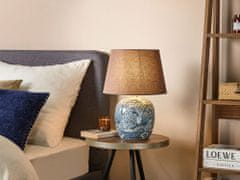 Beliani Porcelánová stolní lampa bílá/modrá NEIRA