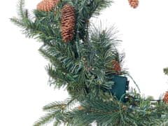Beliani Osvícený vánoční věnec 60 cm zelený KAMERUN