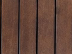 Beliani Zahradní lavice z akátového dřeva s úložným prostorem 120 cm tmavá/červený polštář SOVANA
