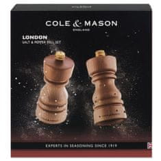 Cole Mason London Přírodní Buk, Precision+, Mlýnek na sůl & Mlýnek na pepř, 130 mm, GS