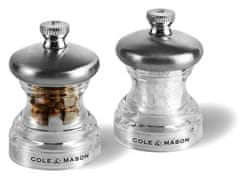 Cole Mason Button chrom & akryl, Precision+, Mlýnek na sůl & Mlýnek na pepř, 65 mm, GS