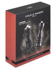 Cole Mason London Black Gloss, Precision+, Mlýnek na sůl & Mlýnek na pepř, 180 mm, GS